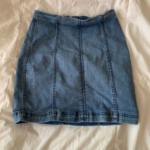 Free people denim mini skirt with zip